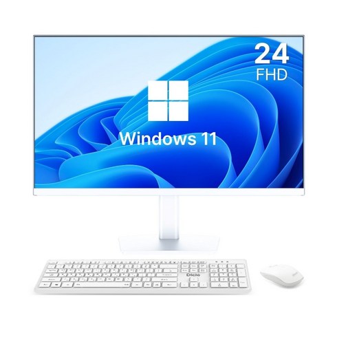 디클 24인치 N5095 올인원 일체형PC 윈도우11포함 무선키보드 마우스 증정, 화이트, CUP-A24S, 256GB, 8GB, WIN11 Home