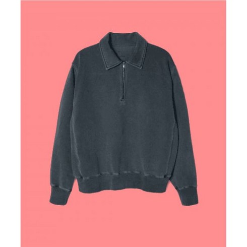 [100%정품] 인더로우 빈티지 DYED 하프 집 맨투맨 스웨트셔츠 스웻셔츠 크루넥 티셔츠 상의셔츠 블라우스 상의 BLEACHED 네이비