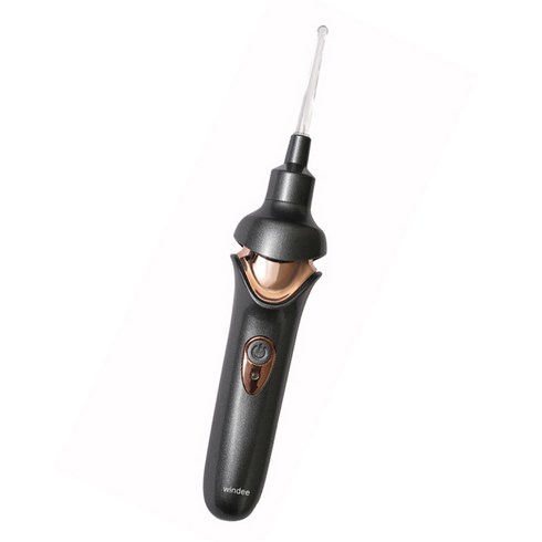 Windee 귀이개 귀지흡입기 전동흡입 무선 조명등 귀 청소 도구 휴대용 USB 충전식, 블랙, 1개
