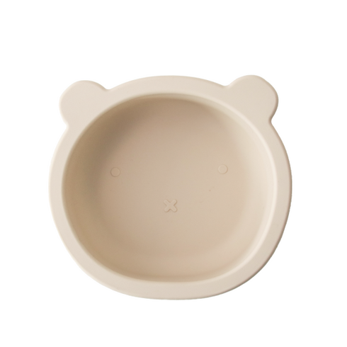 [움바움바] 아기 유아 실리콘 이유식기 밥그릇 흡착 곰돌이 볼, 밀크티, 1개