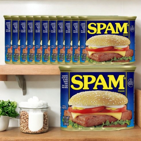 미국 스팸 클래식 햄 통조림 340g x12캔 돼지고기 간편 간식, 12개