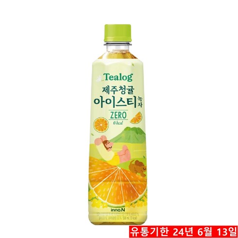 티로그 제주청귤 아이스티 녹차 제로, 24개, 500ml