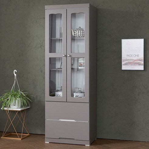벨리카가구 포스 유리도어수납장 피규어장식장 진열장 유리장 장식장, 포스 600 유리 장식장_그레이