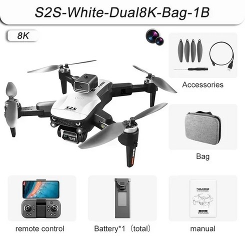 FPV드론 촬영드론 레이싱드론 미니 장애물 회피 항공 브러시리스 접이식 Rc 8K HD S2S, 8.Dual8K-Bag-1B