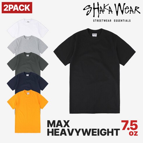 샤카웨어 [1+1]샤카웨어 맥스 헤비웨이트 7.5oz 반팔 티셔츠 레이어드 2PACK