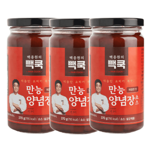 오색단지 만능장세트 - 백종원 양념장 만능 양념장 대용량 매콤달콤 소스 370g x 3개