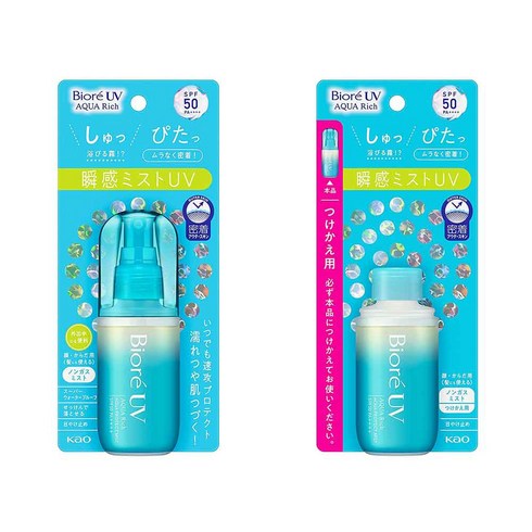 비오레선미스트 - 비오레 UV 아쿠아 리치 아쿠아 프로텍트 미스트 1+1, 60ml, 본품1개+리필1개(총2개), 2개