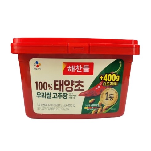 해찬들우리쌀고추장 - 해찬들 우리쌀로 만든 태양초골드 고추장, 1.9kg, 1개