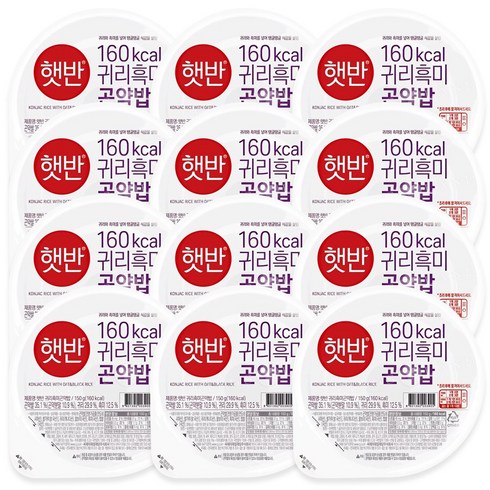 햇반 귀리흑미곤약밥 150g x12, 12개