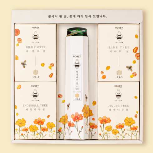 -23.5 프리미엄 꽃꿀 선물세트 혼합 HONEY in flower 벌꿀 헛개나무꿀 스틱꿀 꿀스틱 야생화꿀 잡화꿀 대추나무꿀 피나무꿀 때죽나무꿀, 양봉삽화