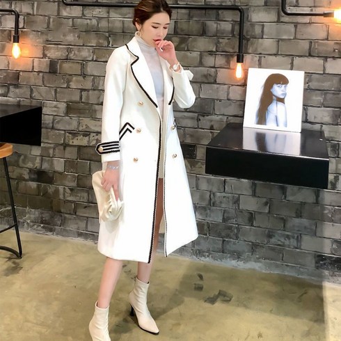 2023년 가성비 최고 얇은코트 - FANSYLI 여성 가을 겨울 하프 모직 코트 도톰 슬림 더블 코트 W6J19