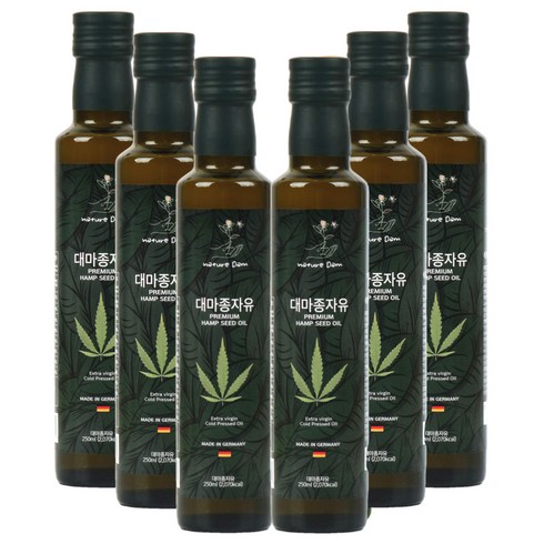네이처담 햄프씨드 대마종자유 오일 엑스트라버진 냉압착 대마씨유 대마씨오일 CBD 카나비노이드, 6개, 250ml