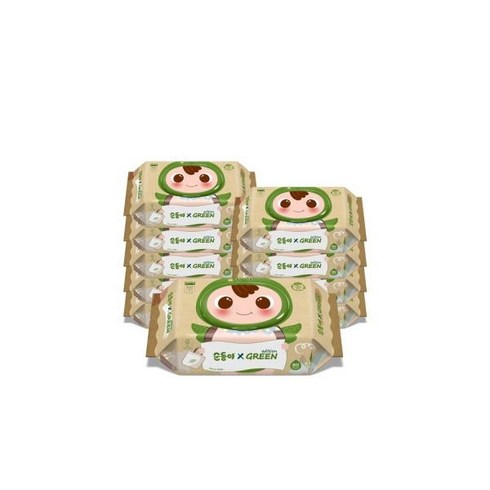 순둥이 그린에디션 캡형 80매x10팩 생분해 물티슈, 10개, 80개