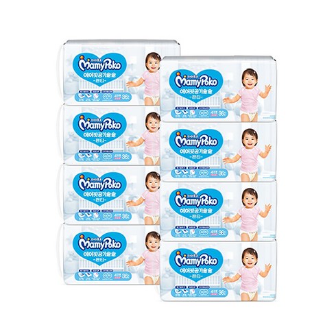 LG생활건강 마미포코 에어핏팬티 공기솔솔 대형 36P(여) 8개 (2 BOX), 4단계, 288매