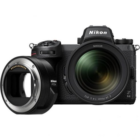 니콘 Z 6II FTZ II 어댑터 포함 | DSLR 렌즈 사용용 다용도 풀프레임 미러리스 스틸비디오 하이브리드 카메라 USA 모델, Camera + 24-70mm f/4 Lens + FT