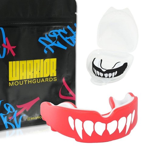 Warrior Mouthguards Beast Fang 마우스 가드 MMA 축구 주짓수 BJJ 하키 농구 레슬링 라크로스 복싱 성인 및 청소년 축구 마우스 가드, 엘 디아블로 비스트 팽