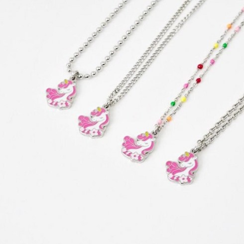 어린이 아기 돌선물 핑크 유니콘 써지컬스틸 미아방지 목걸이, 기본체인, 아동용(38cm+3.5cm)