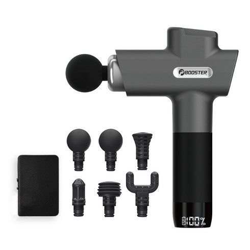 부스터 무선 핸드헬드 진동 마사지 건 M2-D (6 헤드 가방 포함 2가지 색상 사용 가능), 그레이