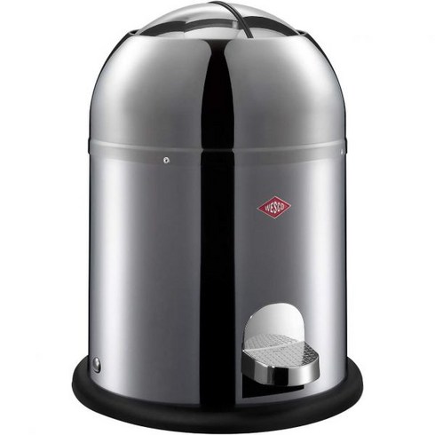 웨스코 싱글 킥마스터 쓰레기통 휴지통 9L, stainlesssteel