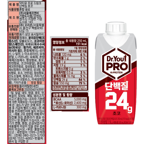 닥터유 단백질 프로 초코, 24개, 250ml