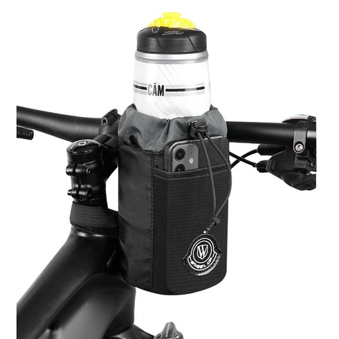 디모어 자전거 원통형 음료 물병 핸드폰 거치 홀더 파우치, 블랙, 1개