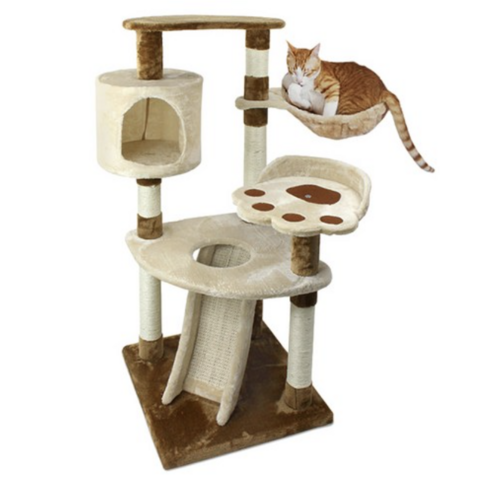 꾹꾹이네 아크로폴리스 시크릿 캣타워 ST-711, 베이지 + 브라운, 1개