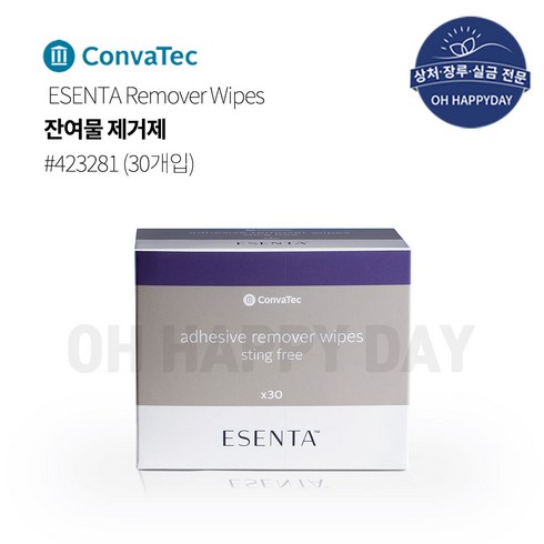 콘바텍 에센타 잔여물제거제 30개입 423281 ConvaTec ESENTA Remover Wipes 장루용품, 30개