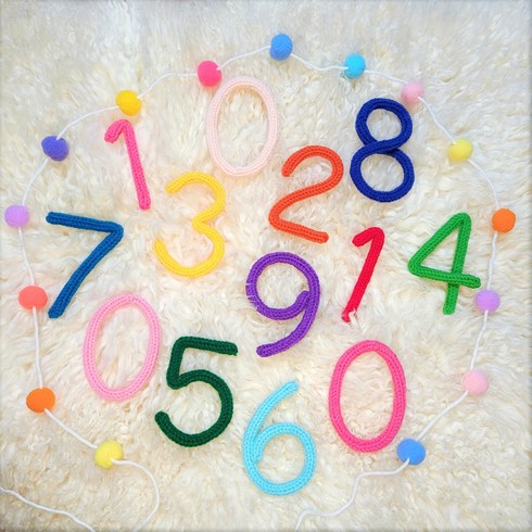 50일 100일 촬영 숫자 레터링 핸드메이드 성장사진 셀프 촬영 소품 니트레터링 아기셀프촬영소품, 1set, 레인보우