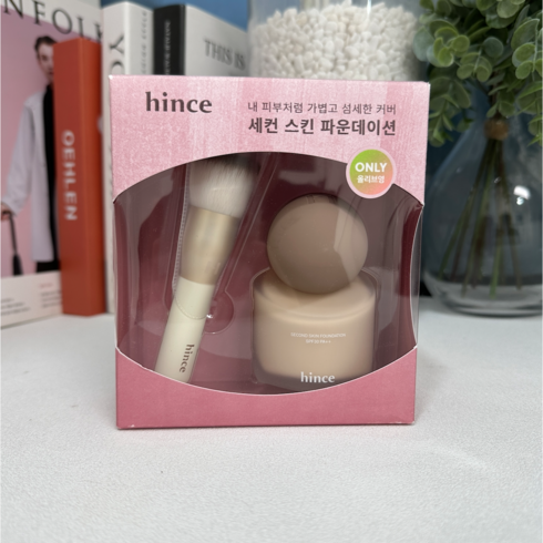 힌스 세컨 스킨 파운데이션 40ml 브러쉬 증정 기획, 1개, 17호 포슬린