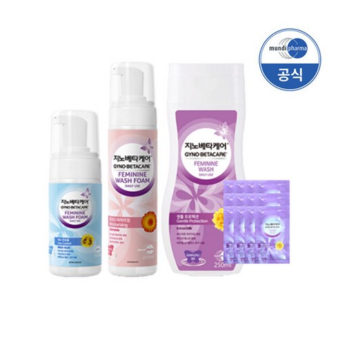 지노베타케어 여성청결제 폼 젤타입 데오(100ml) + 모이스처(200ml) + 젠틀젤(250ml) + 파우치 12매, 데오100+모이스처200+젠틀젤250