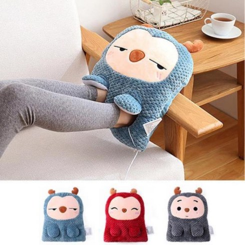 사슴 USB 보온 온열 발난로 실내화ft+2705, 레드, 레드