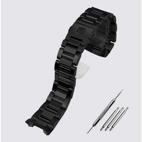 태그호이어 호환시계줄 칼레라 시리즈용 팔찌 시계 솔리드 스테인레스 스틸 밴드 실버 손목 24mm