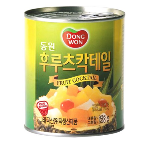 수박화채 밀키스 - 동원 후르츠칵테일 과일통조림, 836g, 5개