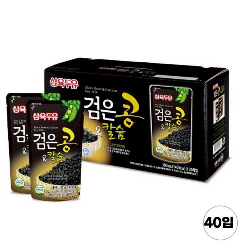 삼육두유 검은콩&칼슘 검은콩두유 파우치, 190ml, 40개