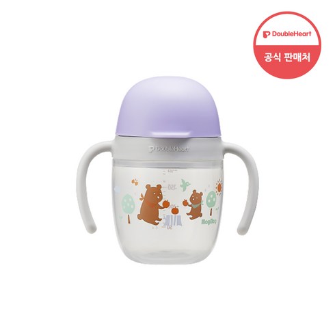 아기드링킹컵 - 더블하트 유아용 마그마그 코롱 드링킹 컵, 퍼플, 1개