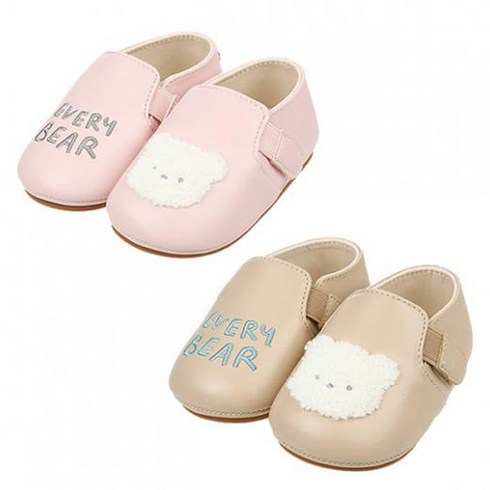 아가방 중계점 론 베베 보행기화 2Color (BEIGE PINK) *24년 봄신상* 레터링과 귀요미 와펜 포인트 언발란스 디자인 아장아작 보행기 신발