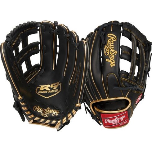 롤링스 | R9 야구 글러브 시리즈 멀티 스타일, Outfield, Right Hand Throw, 12.75 inch - Pro H Web - Black, 1개