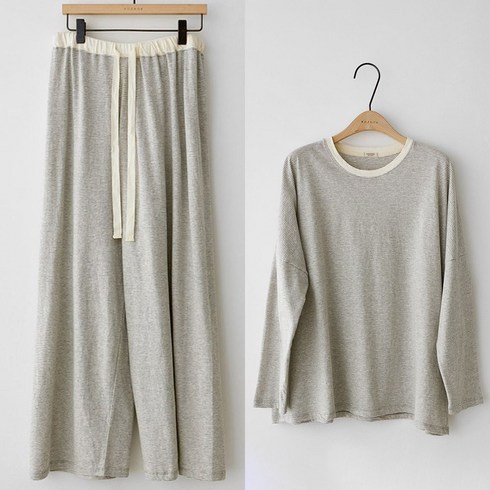 코즈넉 스트라이프 긴팔 여성 잠옷 홈웨어 파자마 세트