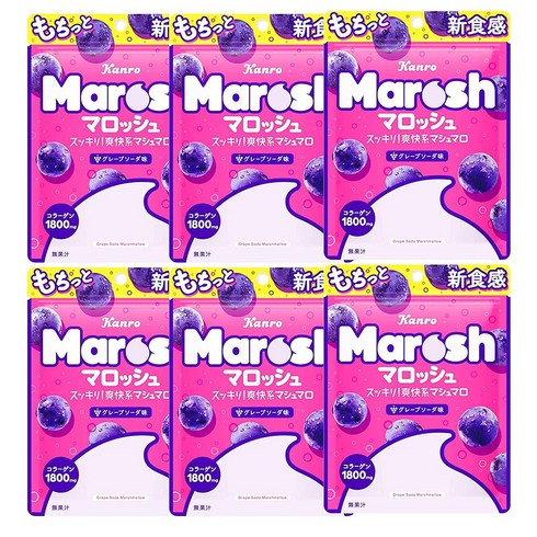 정무당마츠칸콜라보 - Kanro 칸로 Marosh 존뜩한 마로쉬 콜라겐 그레이프 소다맛 50g x 6봉지, 1개