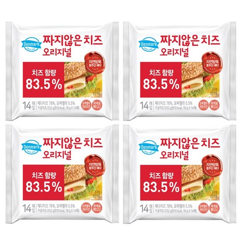 동원 덴마크 짜지않은치즈 오리지널 252g(14매입) x 4봉, 252g, 4개