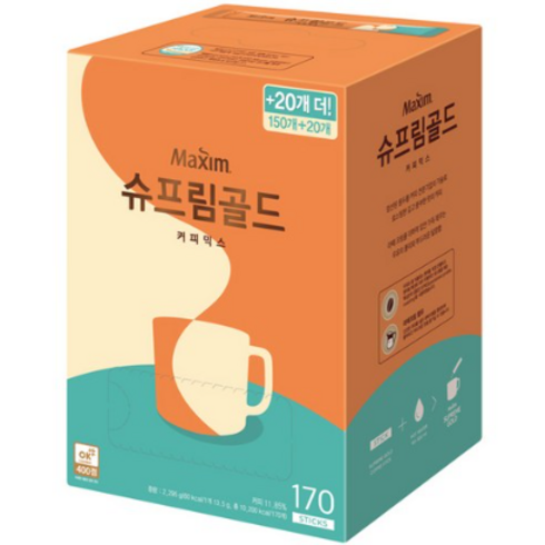 맥심 슈프림 골드 커피믹스, 13.5g, 170개입, 5개