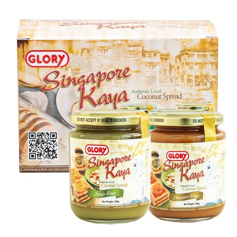 카야잼노슈가 - 선물박스 배송 글로리 싱가포르 카야잼 250g 1+1 코코넛 그린+허니 브라운, 1세트