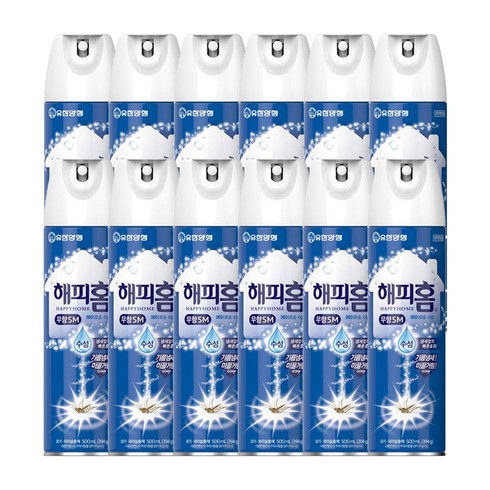 해피홈 유한양행 에어로솔 수성 살충제 무향, 500ml, 12개