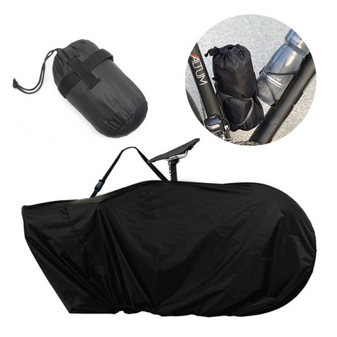 경량 캐링백 자전거 포장 접이식 방수 로드 MTB 여행 가방 휴대용 커버 슈퍼라이트, 블랙, 1개