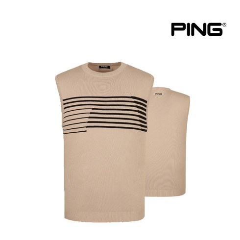2023년 가성비 최고 핑골프웨어 - 핑골프남성 라인 배색 라운드 니트 베스트 P111B3SV101_BG, 105, BG, 1개