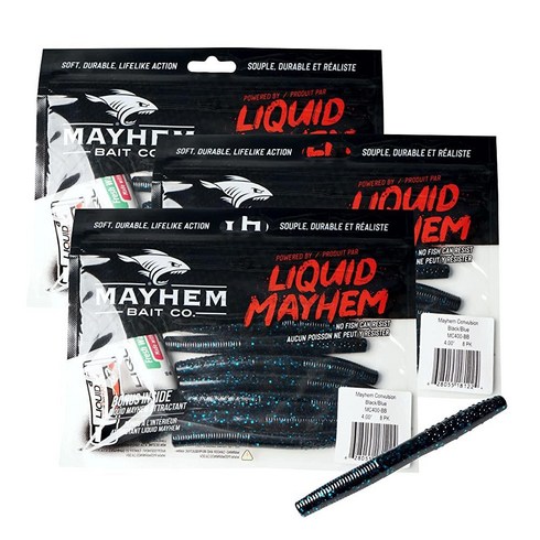2023년 가성비 최고 리퀴드메이헴 - Mayhem Bait Co. Convulsion 10.2cm(4인치) 부드러운 플라스틱 스윔베이트 네드 리그에 이상적 낚시 루어 3팩 튜브 3개 액체 메이헴 물고기 유인제, Black/Blue, 1개