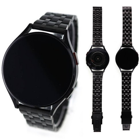 SM-R870 갤럭시 워치4 44mm 시계줄 호환 메탈 스트랩 블랙 실버 기본, 블랙ME39BK20
