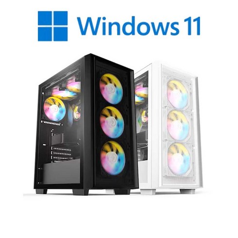 포유컴퓨터 게이밍 조립 PC 컴퓨터 윈도우 포함 본체, 화이트, W_05, 1GB, 1GB, WIN11 Home