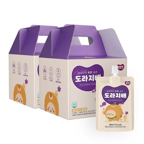 또또맘 도라지배즙 80ml, 배 + 도라지 혼합맛, 40개