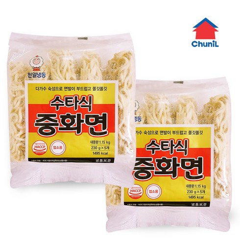 냉동중화면 - 천일식품 수타식 중화면 1.15kg(230gx5개) 2개, 1.15kg